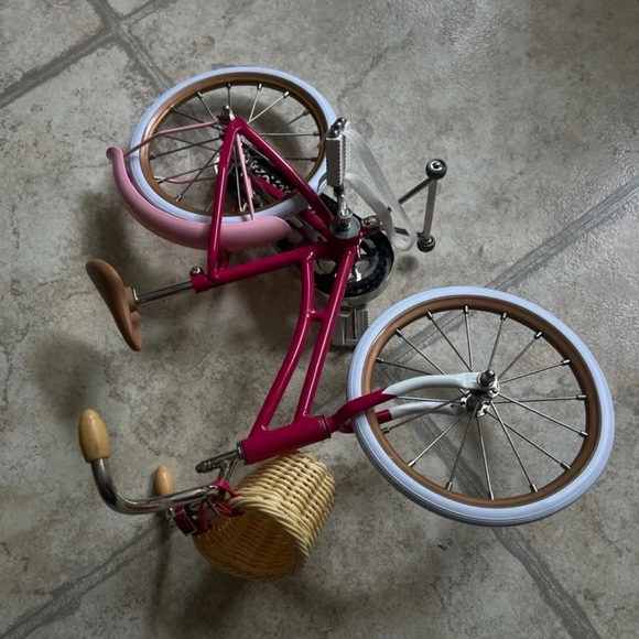 American Girl Pink Bicycle with Yellow Basket - Picture 4 of 6